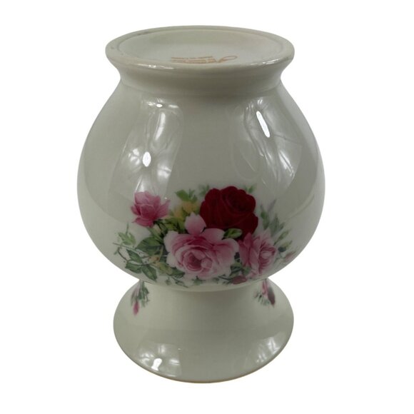 Formalities By Baum Bros Porcelain Vase With Floral Design & Gold Rim - Picture 11 of 12